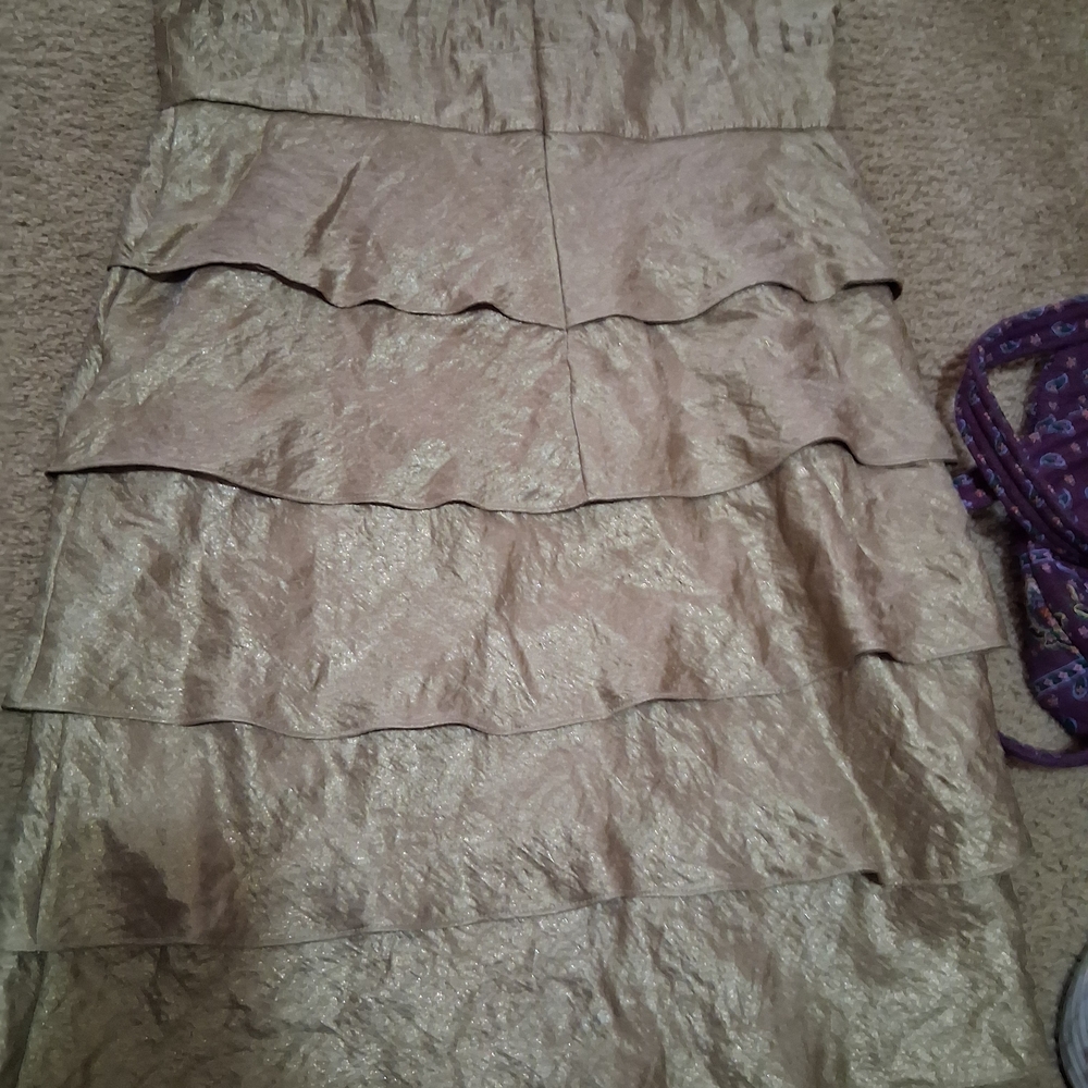 R&M Richards Shimmery Gold Wrap Dress - Picture 5 of 6